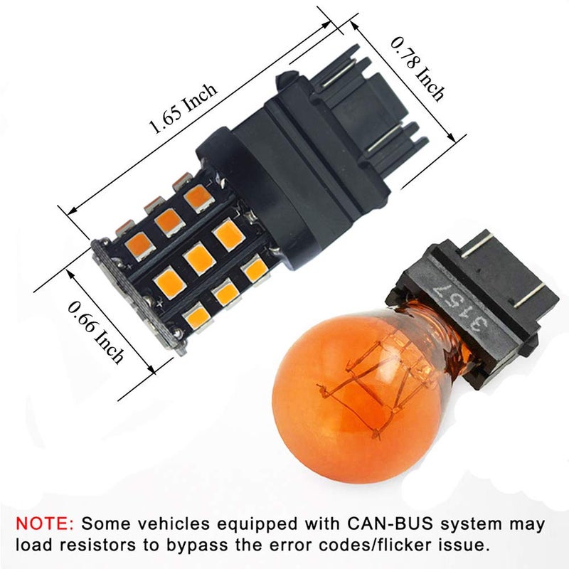 BlyilyB 3157 3156 3057 4157 3056 LED Bulbs Amber Yellow12-24V Super Bright 850 Lumens Replacement For Brake Light Bulbs (Pack of 4) - Image 4